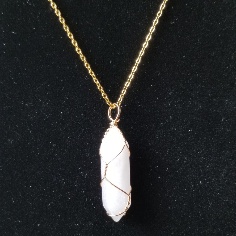 Crystal quartz necklace with gold plated chain